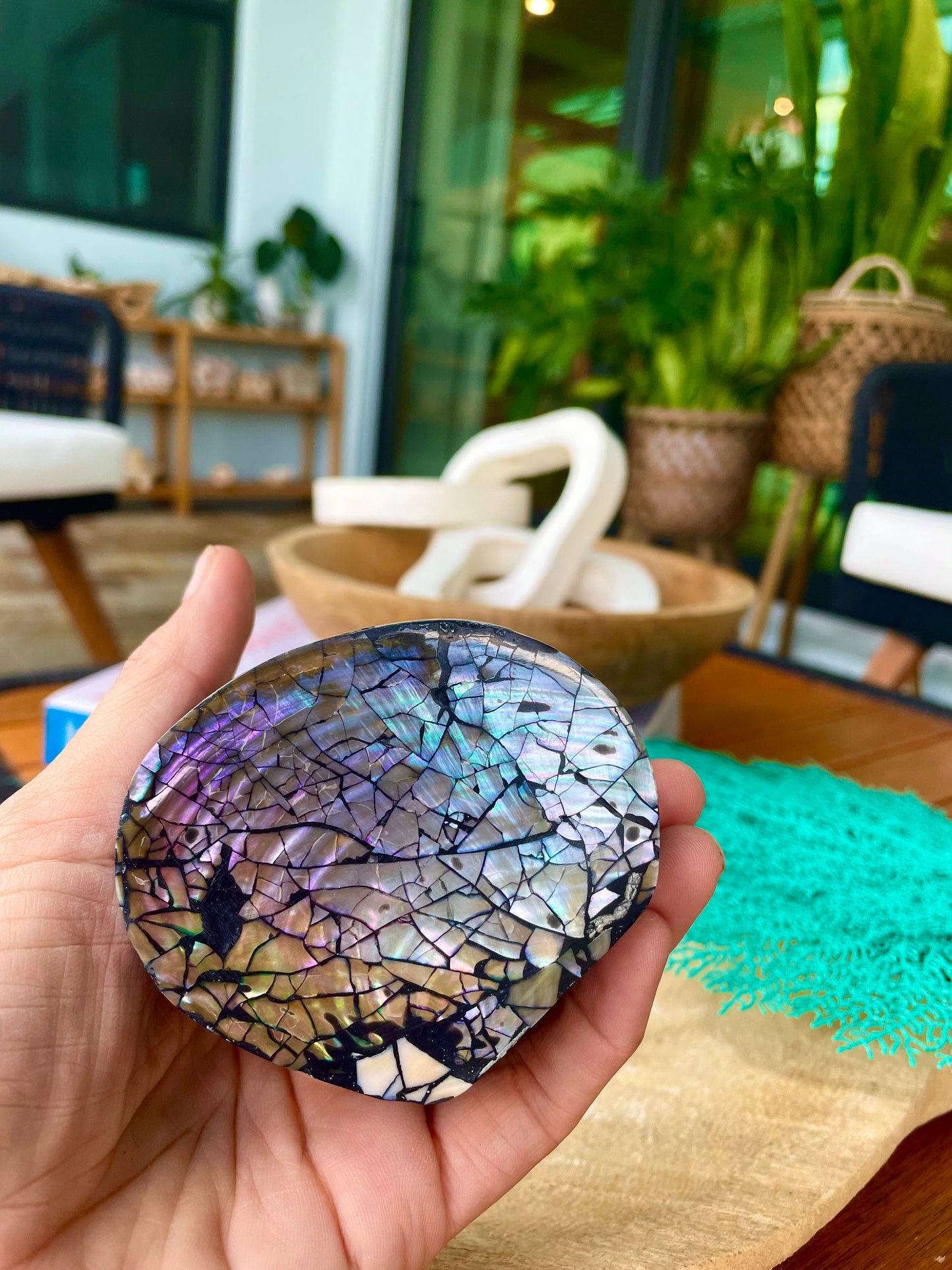 Coastal Gift Box Purple Clam Mermaid Shell Irredescent Seashell Jewelry Box Trinket Dish 3.5" Beach Décor Mother of Pearl Abalone