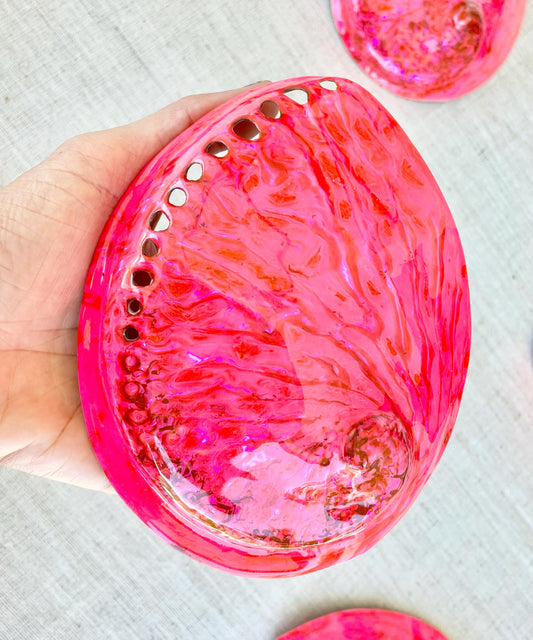 Polished Hot Pink Abalone Shell - Iridescent Coastal Decor (5.5-6")