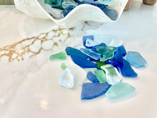 Tumbled Sea Glass (.5-2") Blue, Green Assorted Coastal Craft Glass