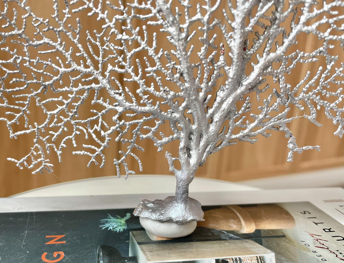 Silver Sea Fan 10-16" *You Choose Size* Natural Hand Painted Coastal Décor