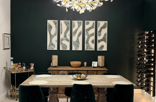 Clam & Abalone Shell Wall Art: Iridescent Silver, Modern Coastal Decor