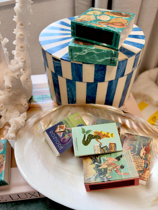 Vintage Mermaid Decorative Matchboxes – Set of 6 – Coastal Home Décor & Nautical Gift