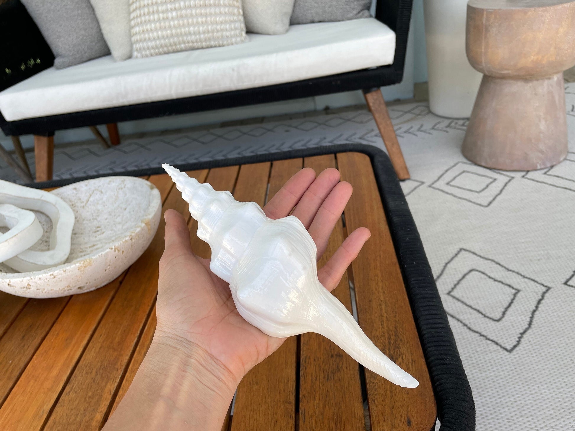 WAVY SPINDLE SHELLS 6-7" White Long Natural Display Conch Seashell Coastal Beach Décor