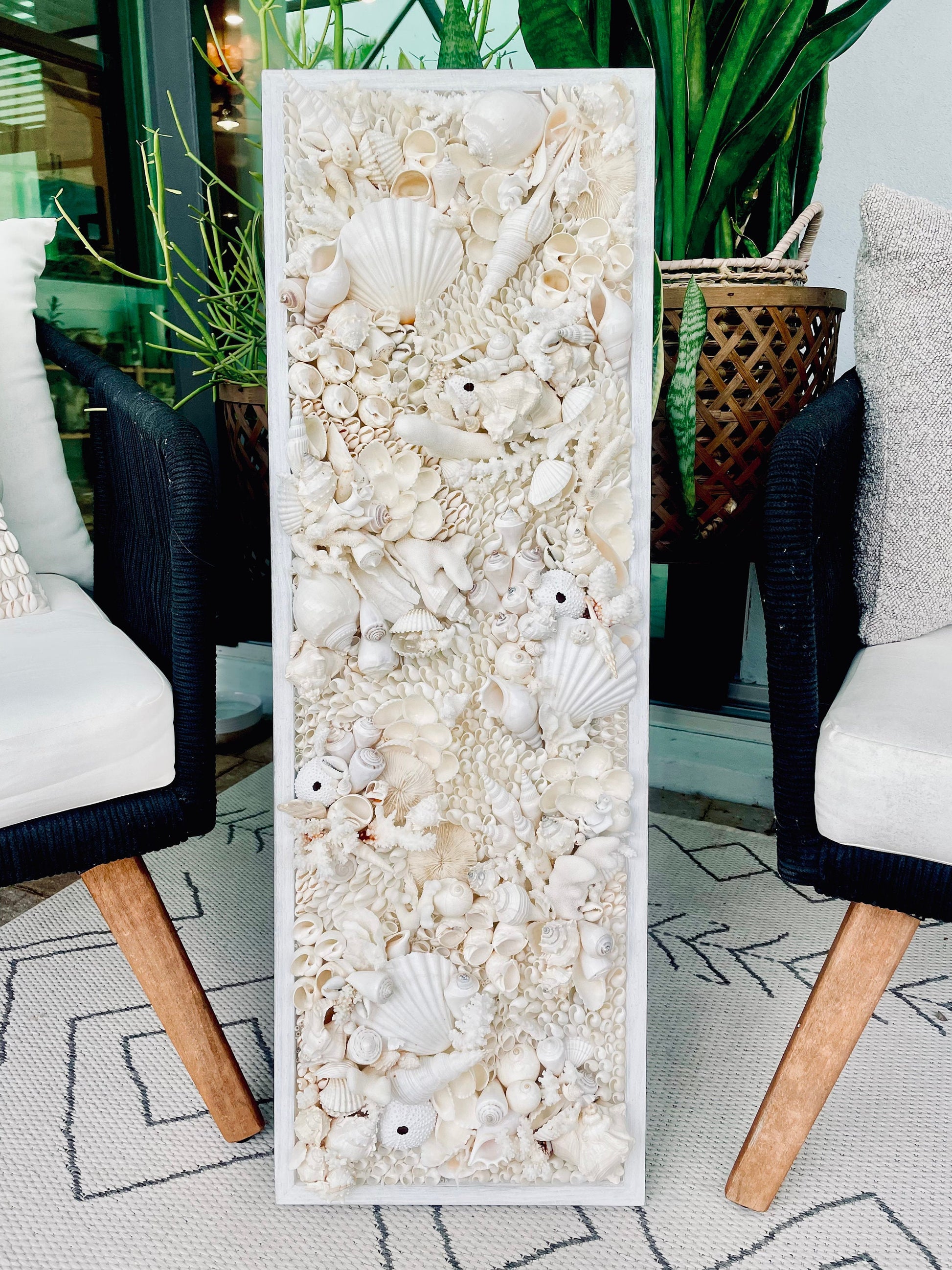 Organic Seashell Wall Art Coastal Natural REAL Shells Urchins Coral High End Beach House Décor White Collage Hanging 36”x12"