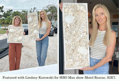 Organic Seashell Wall Art Coastal Natural REAL Shells Urchins Coral High End Beach House Décor White Collage Hanging 36”x12"