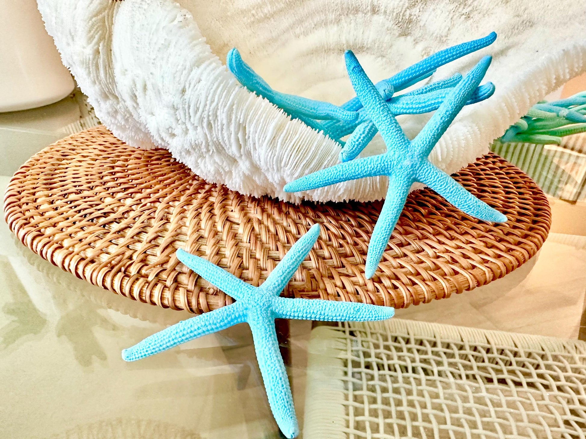 Seafoam Green Light Blue Painted Pencil Finger Starfish 3-6" You Pick Quantity & Size Crafts Coastal Décor Wedding Beach Sea Stars