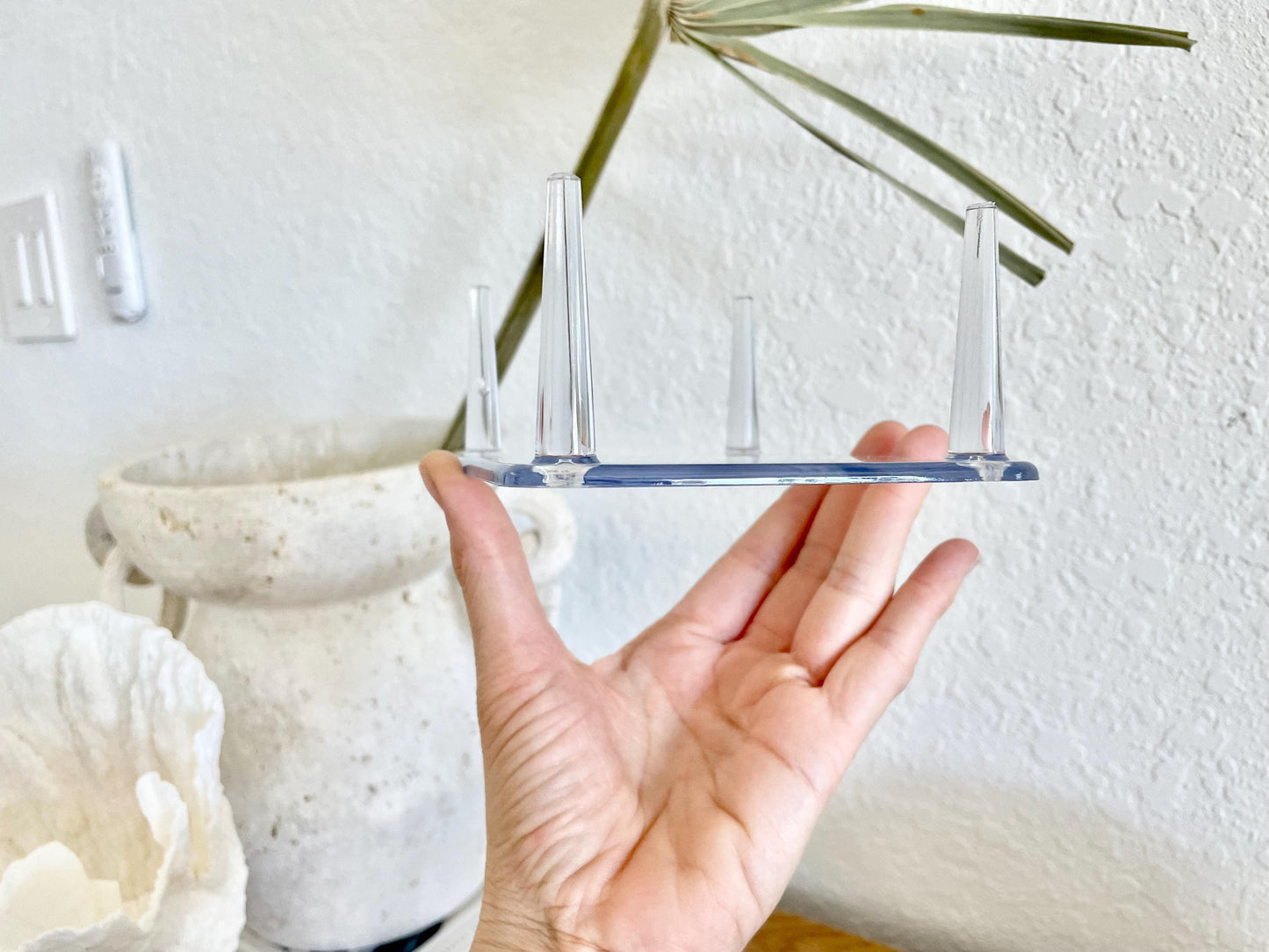 Large Clear Lucite Acrylic Display Stand 6.25 x 4.5 x 2.25" For Mounting Seashells, corals, and more... 4 Leg Riser