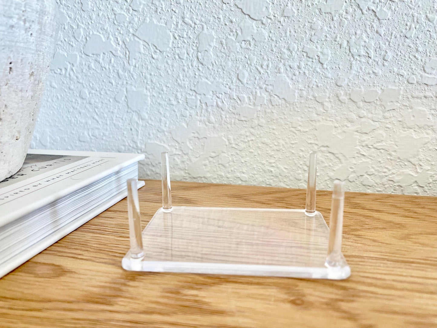 Small Clear Lucite Acrylic Display Stand 3.5 x 2.5 x 1.5 For Mounting Seashells Stones, corals, and more... 4 Leg Riser