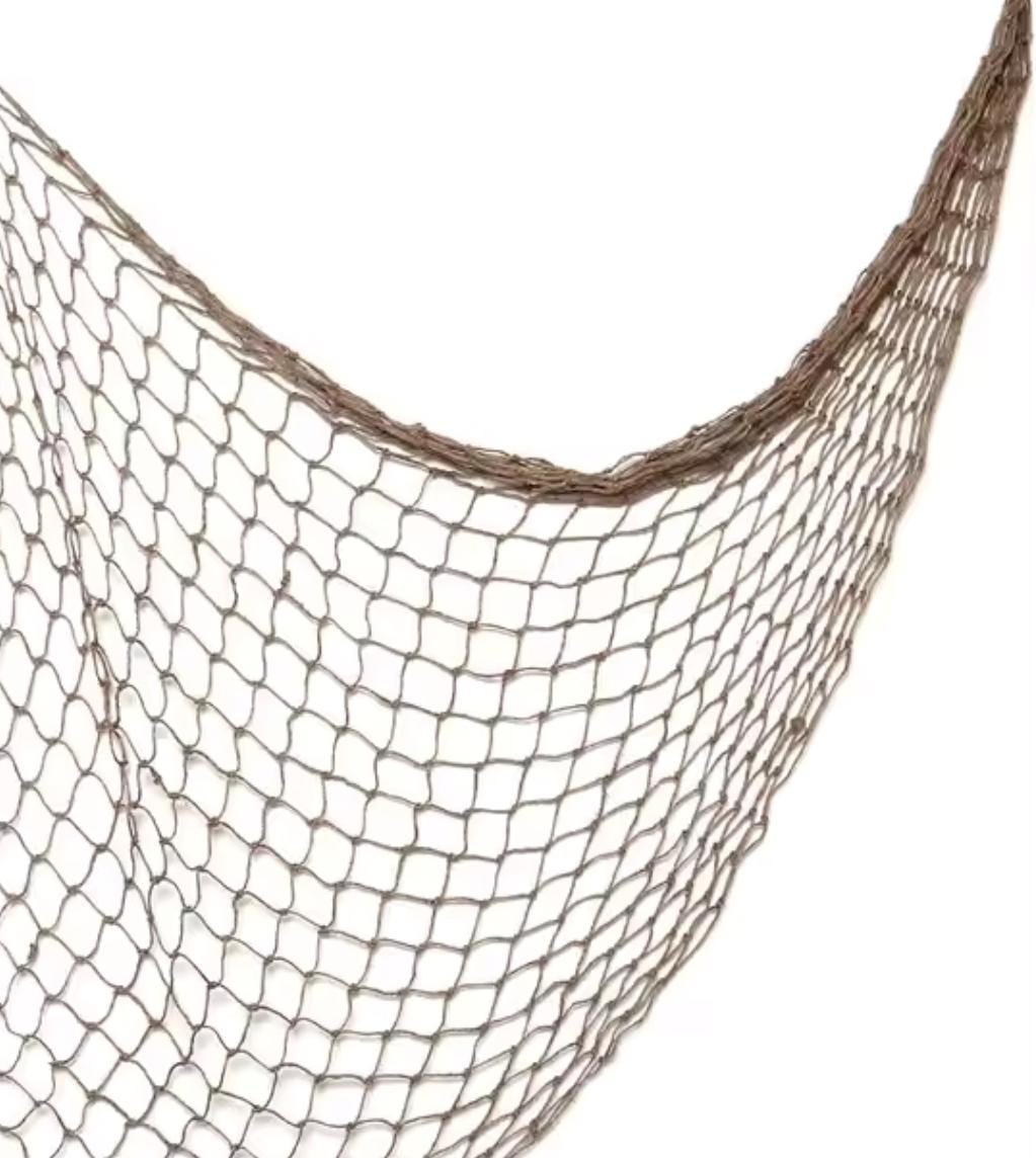 Authentic Recycled 5x10' or 10x10" Decorative Fish Net Taupe Grey Coastal Beach Table Cloth Natural Sustainable Décor Nautical Fishnet 3/4"