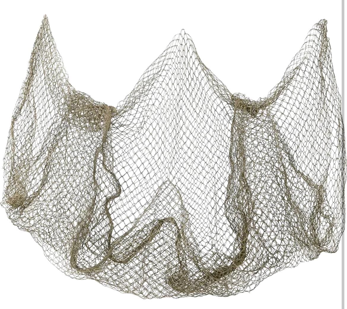 Authentic Recycled 5x10' or 10x10" Decorative Fish Net Taupe Grey Coastal Beach Table Cloth Natural Sustainable Décor Nautical Fishnet 3/4"