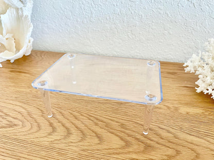 Large Clear Lucite Acrylic Display Stand 6.25 x 4.5 x 2.25" For Mounting Seashells, corals, and more... 4 Leg Riser