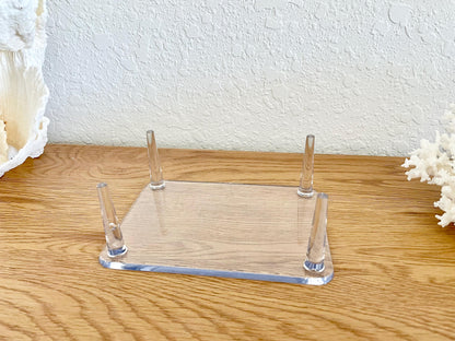 Large Clear Lucite Acrylic Display Stand 6.25 x 4.5 x 2.25" For Mounting Seashells, corals, and more... 4 Leg Riser