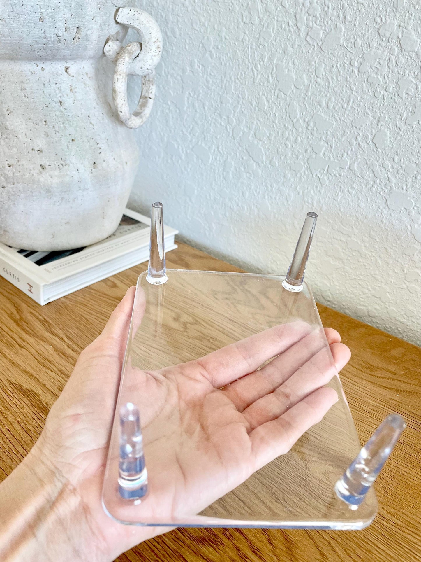 Large Clear Lucite Acrylic Display Stand 6.25 x 4.5 x 2.25" For Mounting Seashells, corals, and more... 4 Leg Riser