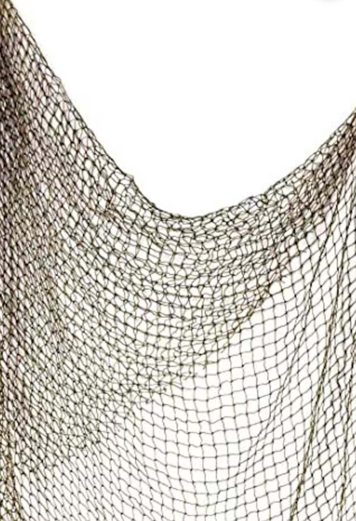 Authentic Recycled 5x10' or 10x10" Decorative Fish Net Taupe Grey Coastal Beach Table Cloth Natural Sustainable Décor Nautical Fishnet 3/4"