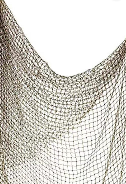 Authentic Recycled 5x10' or 10x10" Decorative Fish Net Taupe Grey Coastal Beach Table Cloth Natural Sustainable Décor Nautical Fishnet 3/4"