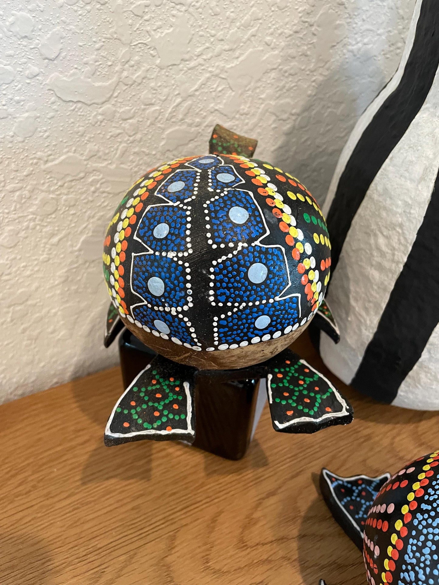 Colorful TURTLE LOVERS Handmade Carved & Painted Coconut Shell Bobble Head Coastal Beach Gift Natural Kids Toy Organic Sustainable Décor