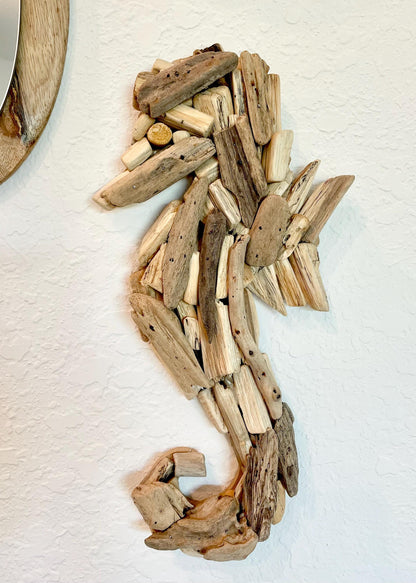 Driftwood SEAHORSE Handmade 14" x 7" Wall Hanging Art Coastal Beach Gift Natural & Eco Friendly Organic Sustainable Ocean Décor