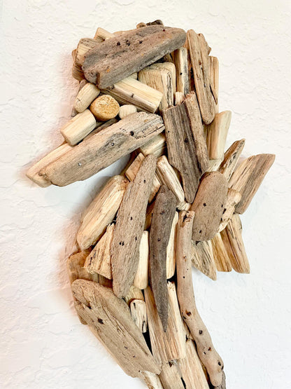Driftwood SEAHORSE Handmade 14" x 7" Wall Hanging Art Coastal Beach Gift Natural & Eco Friendly Organic Sustainable Ocean Décor