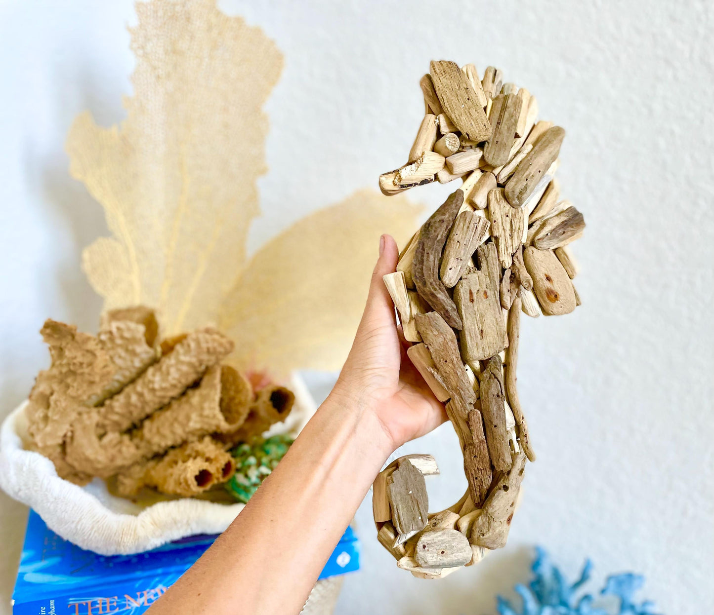 Driftwood SEAHORSE Handmade 14" x 7" Wall Hanging Art Coastal Beach Gift Natural & Eco Friendly Organic Sustainable Ocean Décor
