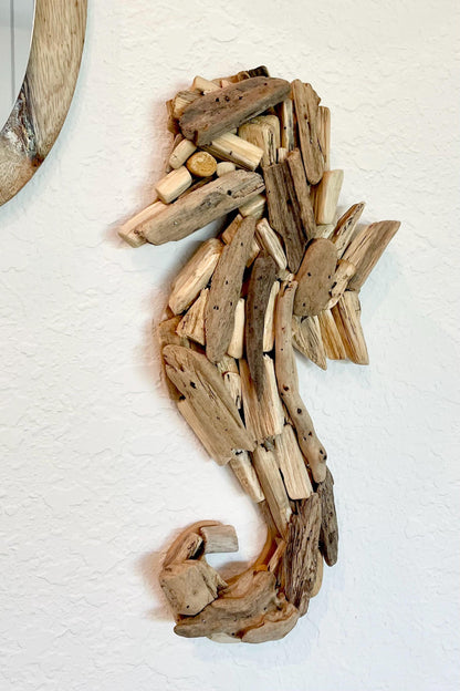 Driftwood SEAHORSE Handmade 14" x 7" Wall Hanging Art Coastal Beach Gift Natural & Eco Friendly Organic Sustainable Ocean Décor
