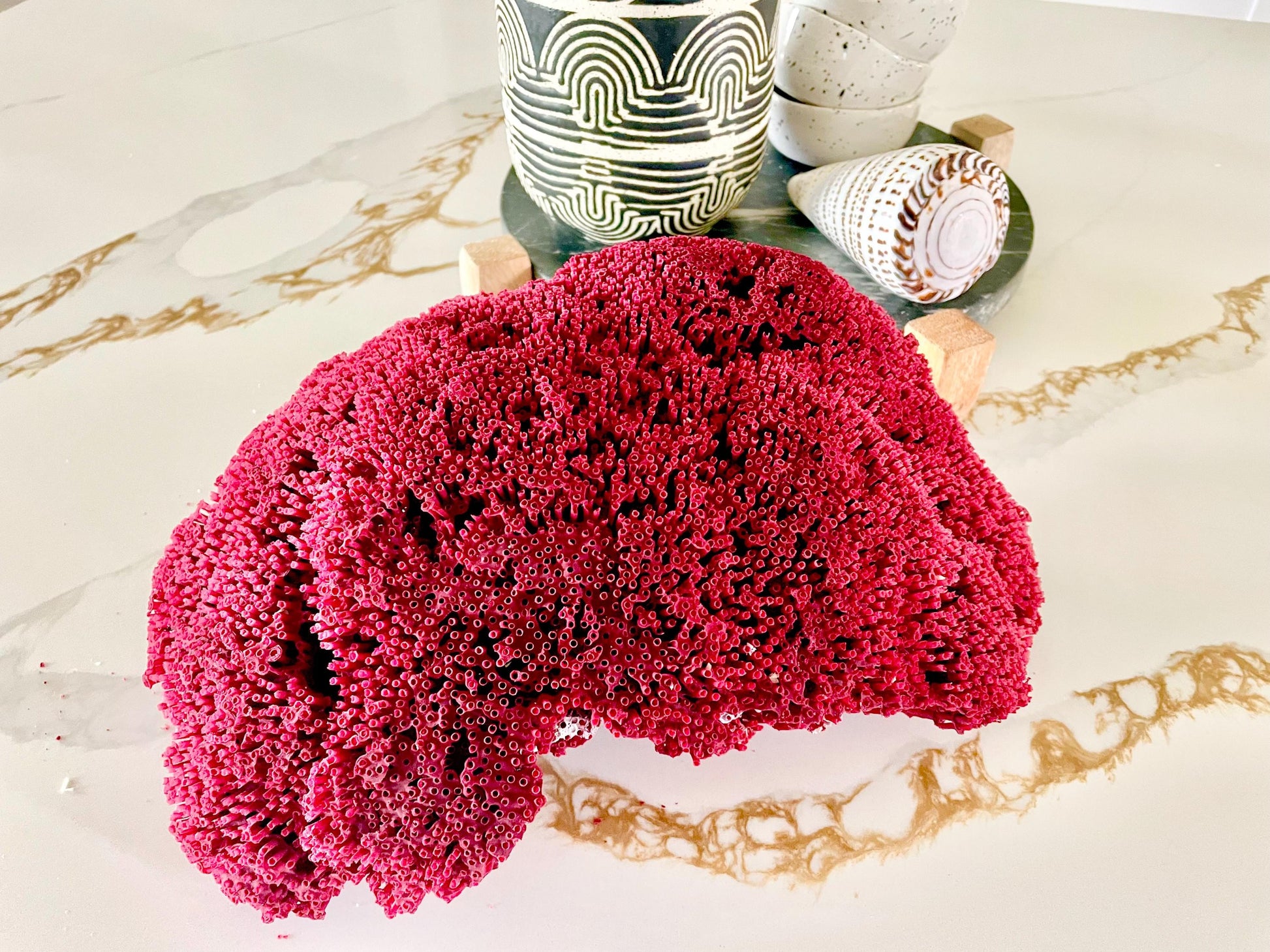 Red Pipe Organ Coral Fossil - Coastal Aquarium Decor