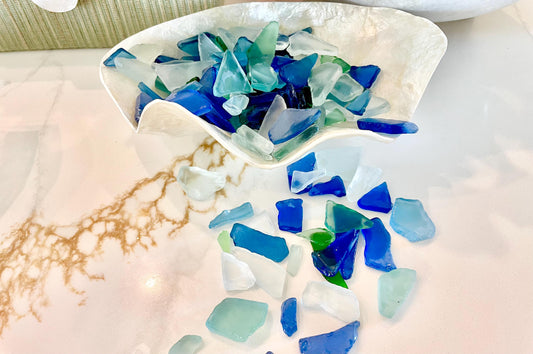 COLORFUL SEA GLASS .5-3" Seafoam Green, Aqua, Dark Blue, Pink Beach Coastal Crafts Mosaics & Décor