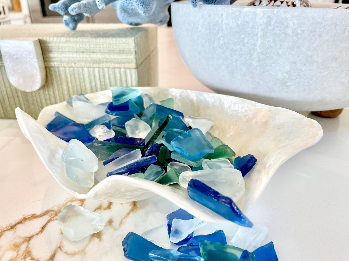 Tumbled Sea Glass (.5-2") Blue, Green Assorted Coastal Craft Glass