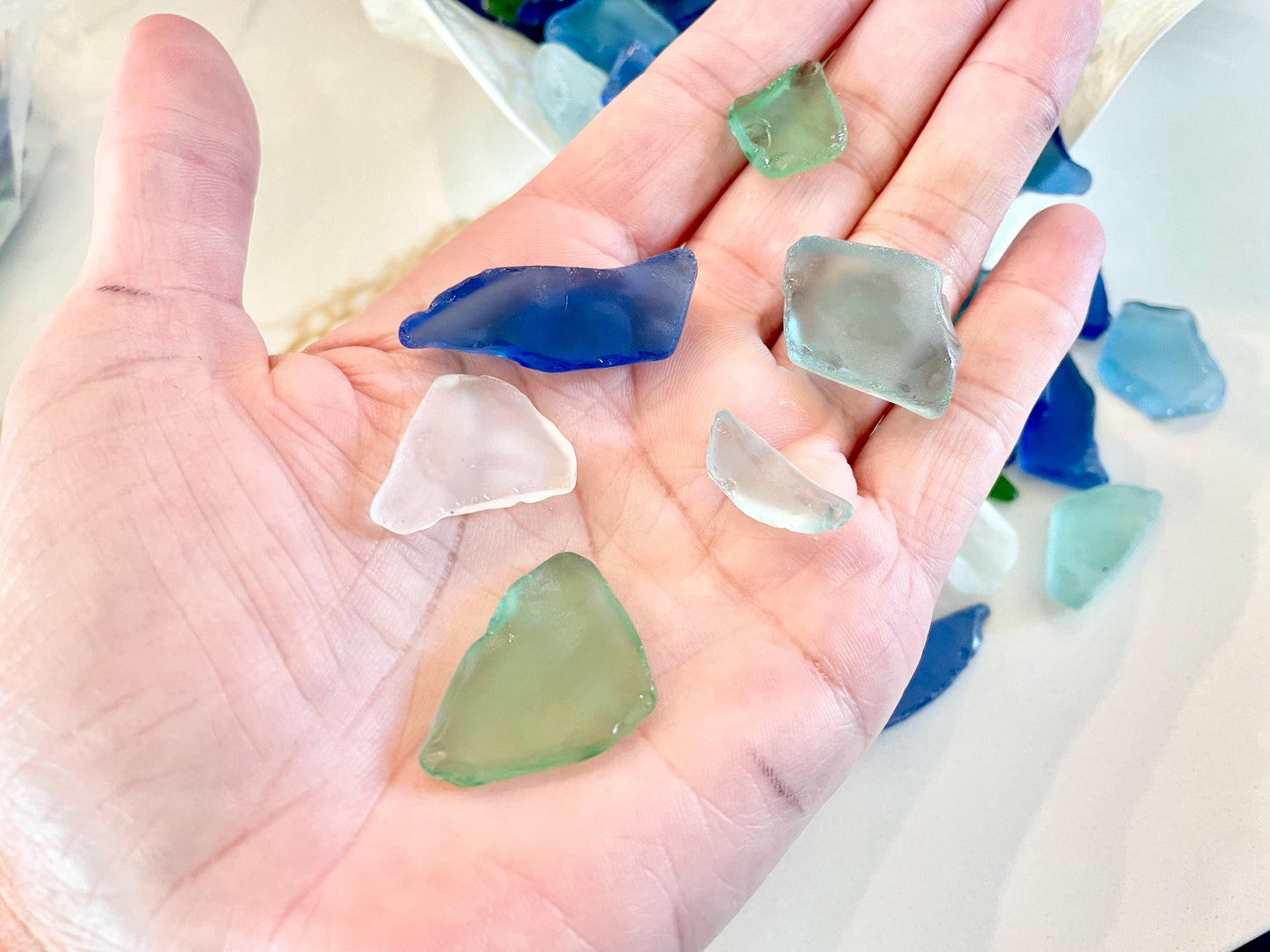 Tumbled Sea Glass (.5-2") Blue, Green Assorted Coastal Craft Glass