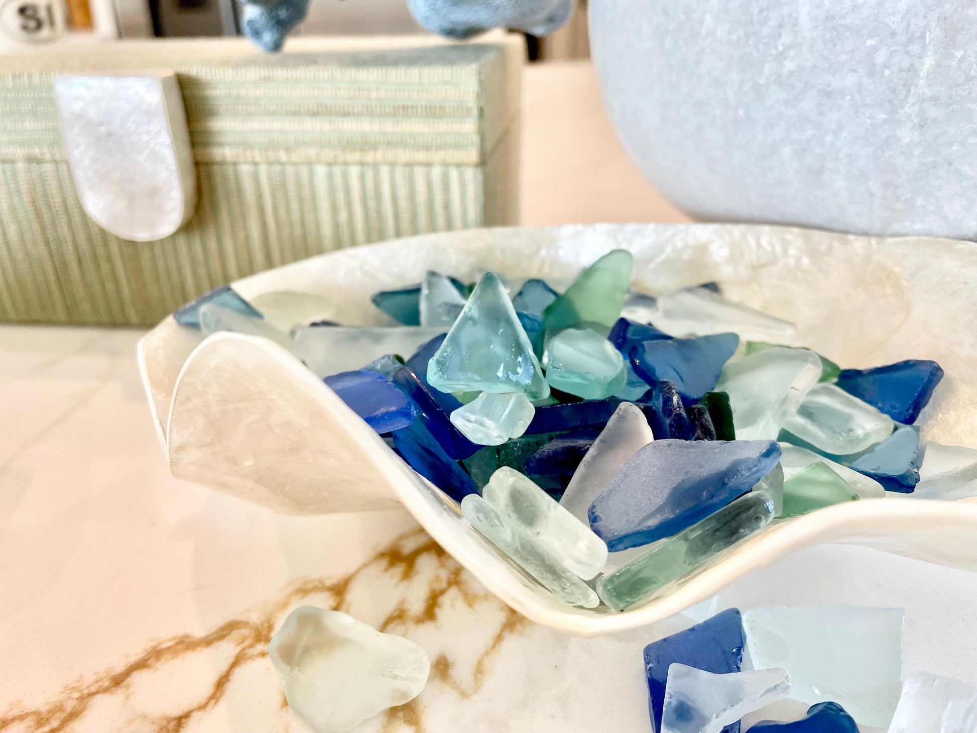 Tumbled Sea Glass (.5-2") Blue, Green Assorted Coastal Craft Glass