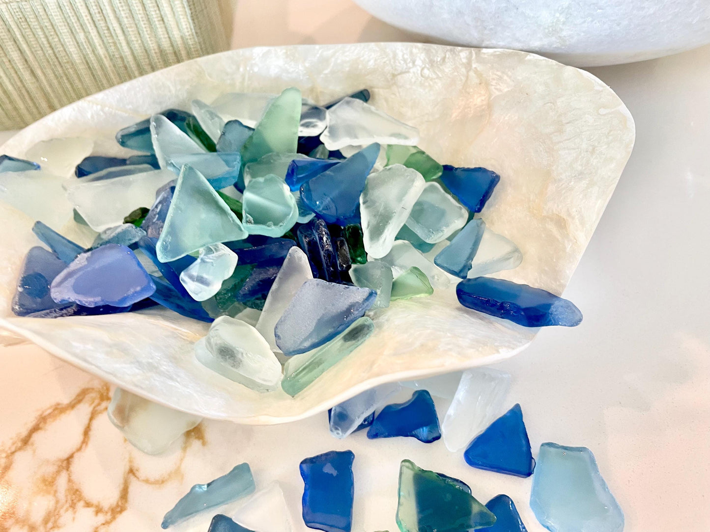COLORFUL SEA GLASS .5-3" Seafoam Green, Aqua, Dark Blue, Pink Beach Coastal Crafts Mosaics & Décor