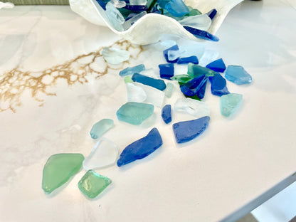 COLORFUL SEA GLASS .5-3" Seafoam Green, Aqua, Dark Blue, Pink Beach Coastal Crafts Mosaics & Décor