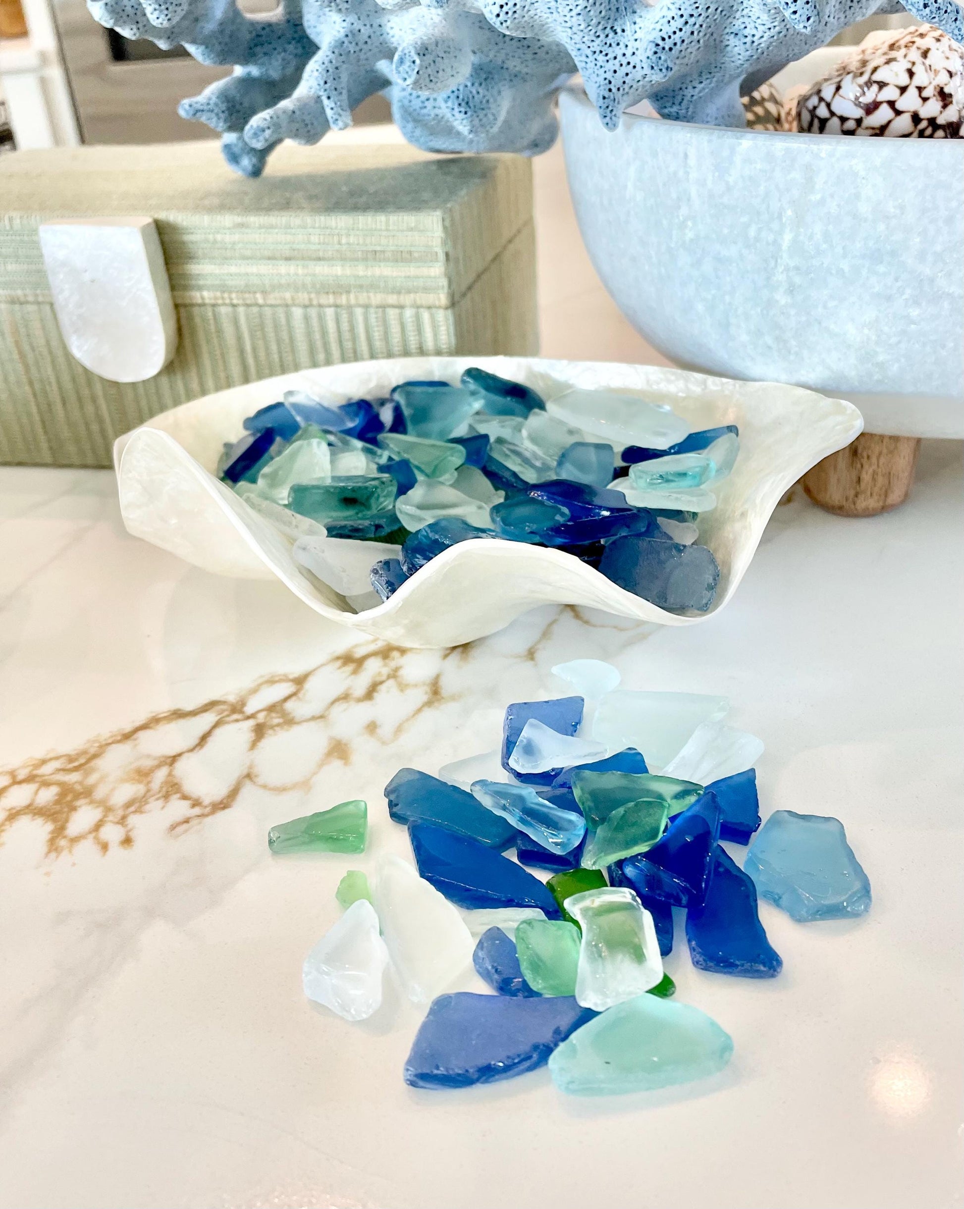 Tumbled Sea Glass (.5-2") Blue, Green Assorted Coastal Craft Glass
