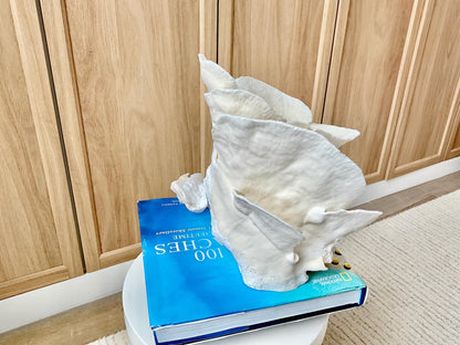 Genuine 10.5" Wide Sea Spiral CUP CORAL 100% Natural Ocean Reef Centerpiece Coastal Beach Ocean Décor Nautical Display Fossil White