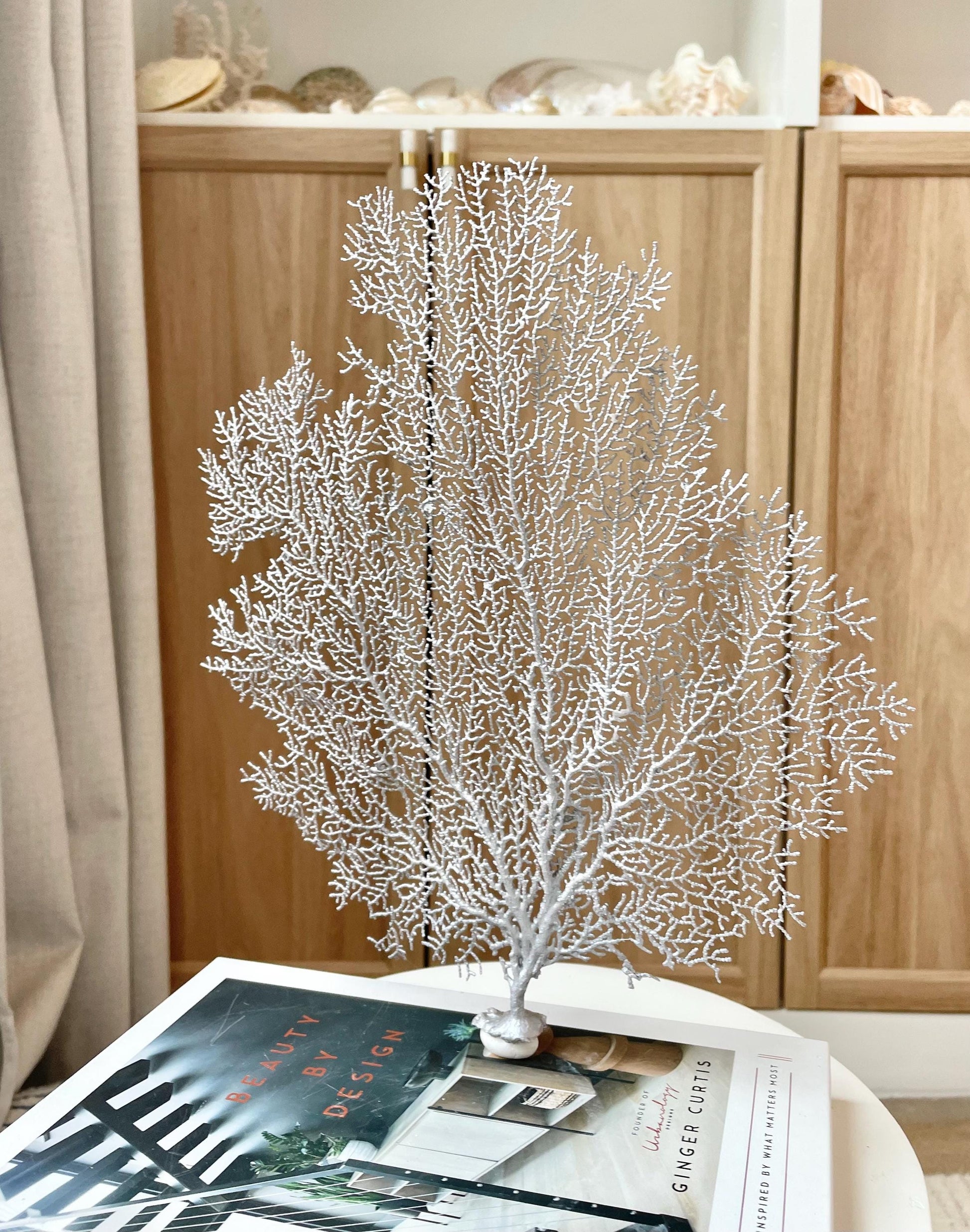 Silver Sea Fan (8-20") *You Choose Size* Natural Hand Painted Coastal Décor