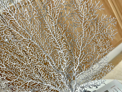 Silver Sea Fan (8-20") *You Choose Size* Natural Hand Painted Coastal Décor