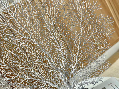 Silver Sea Fan (8-20") *You Choose Size* Natural Hand Painted Coastal Décor