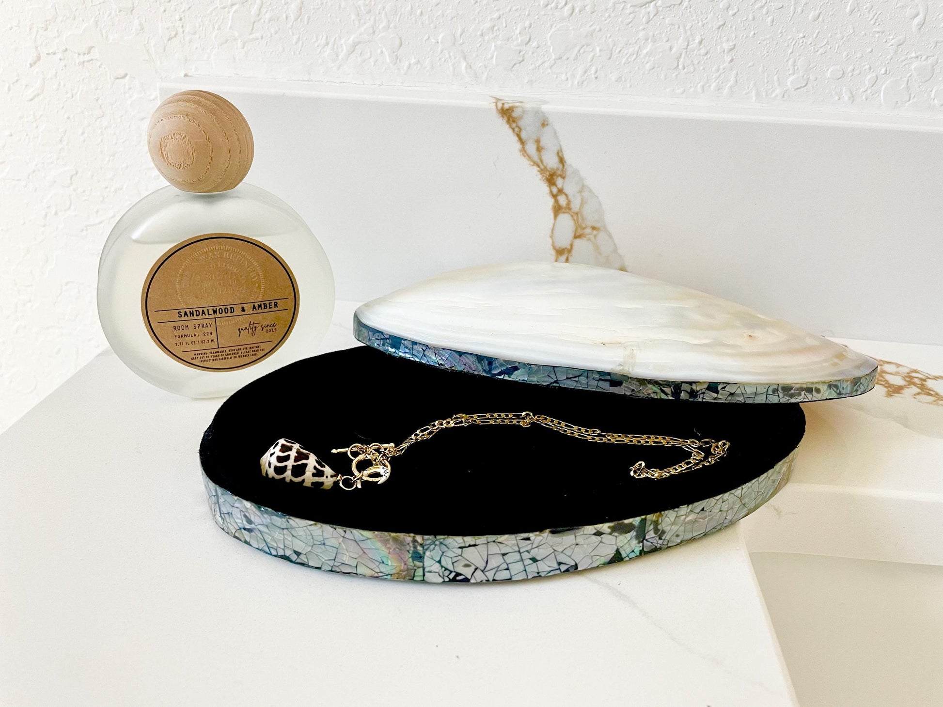Handmade 8" Mussel Shell Jewelry Gift Box Iridescent Mother of Pearl Coastal Décor