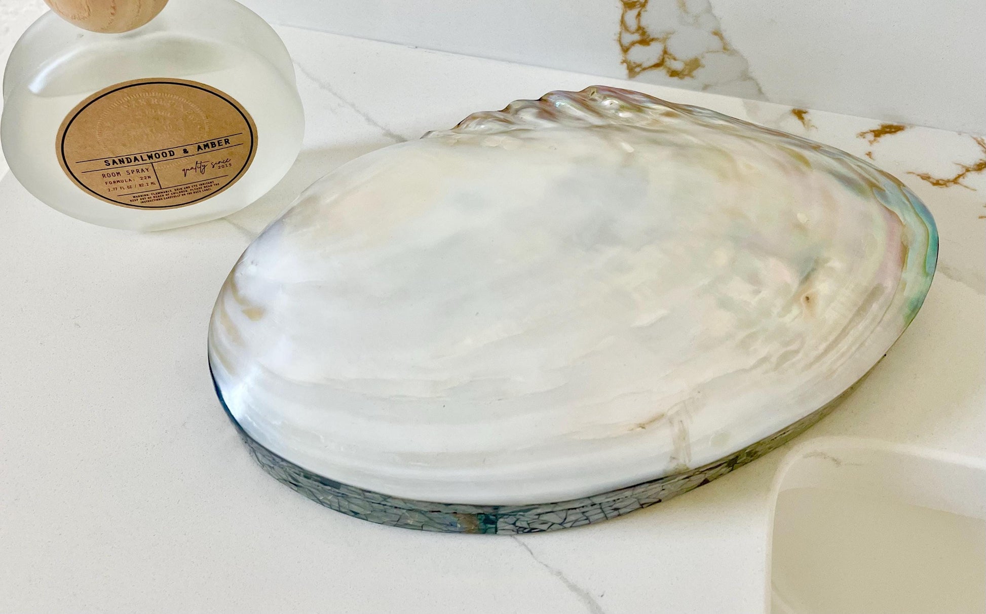 Handmade 8" Mussel Shell Jewelry Gift Box Iridescent Mother of Pearl Coastal Décor
