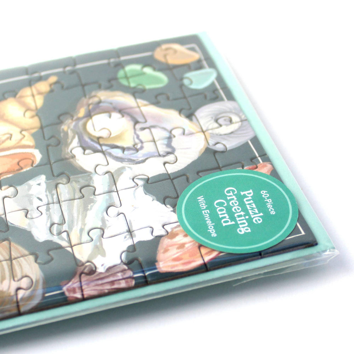 Seashells Puzzle Greeting Card: Beachy Coastal Lovers Gift