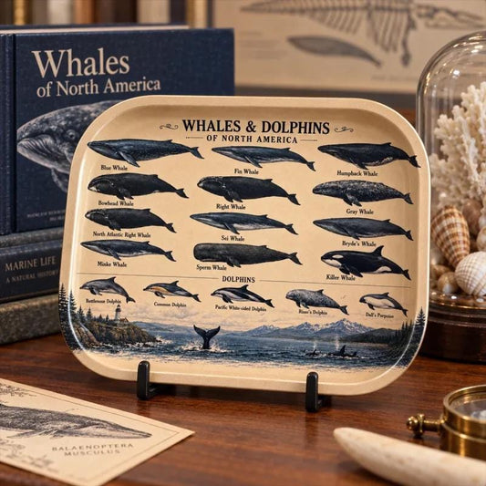 Whales & Dolphins Specimen Decorative Tray: Coastal Décor Gift