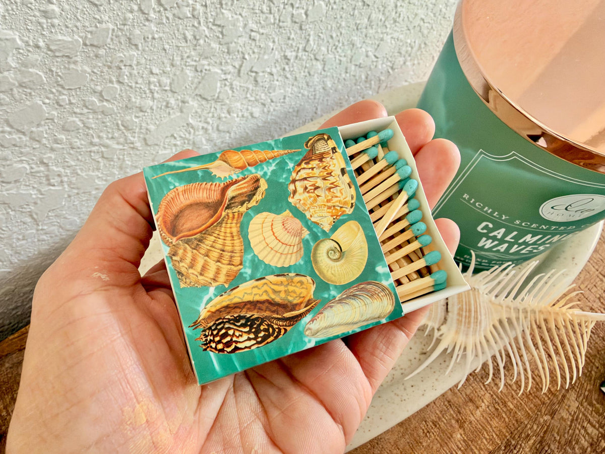 Seashells In Water Decorative Matchboxes – Set of 3 – Coastal Home Décor & Nautical Gift