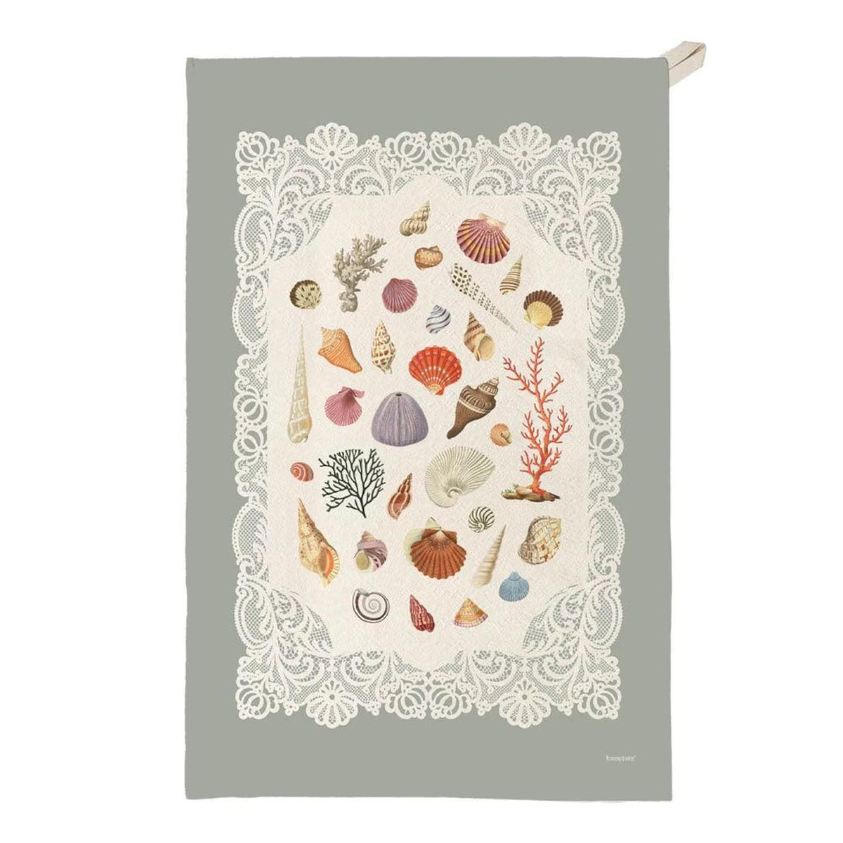 Vintage Seashell Specimens of the Sea, Organic Cotton Tea Towel Coastal Kitchen Décor