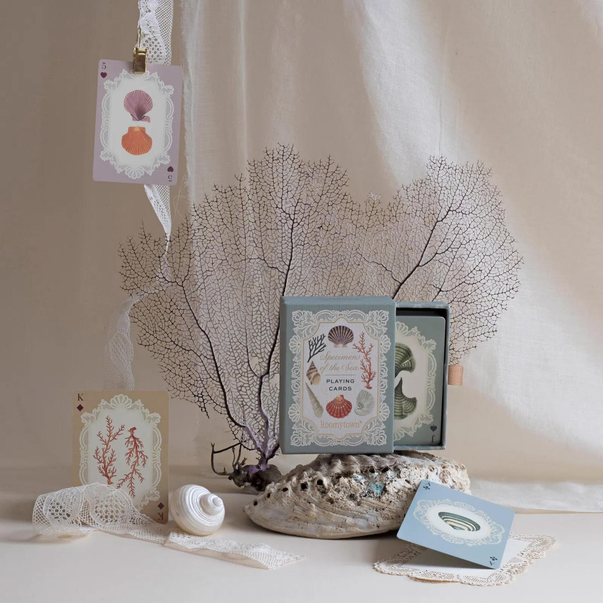 Luxury Seashell Sea Life Specimens Playing Cards: Coastal Home Décor Gift