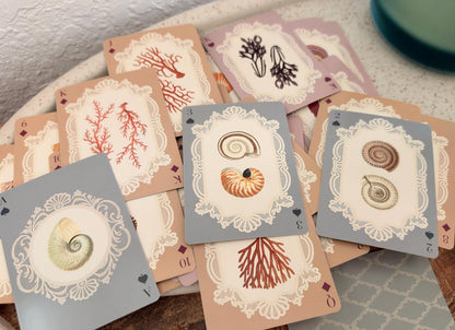 Luxury Seashell Sea Life Specimens Playing Cards: Coastal Home Décor Gift