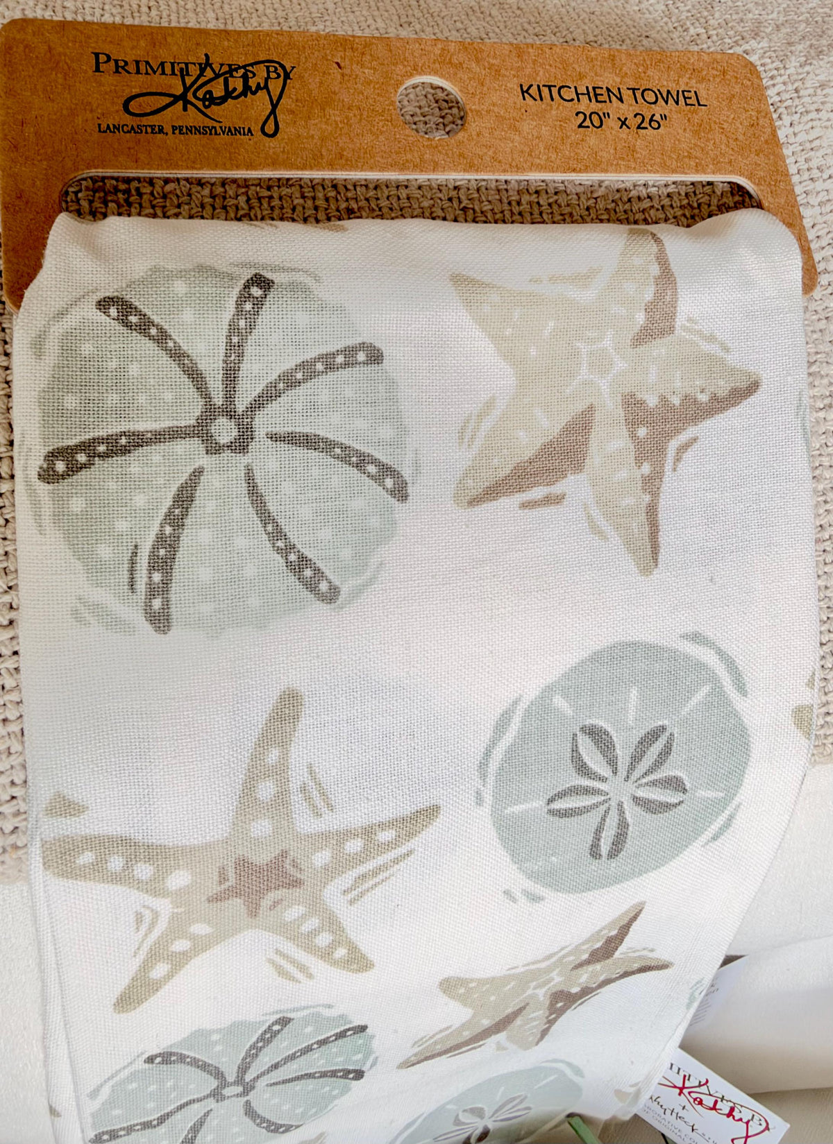 Sea Urchins & Star Fish 20"x26" Cotton Tea Towel Coastal Kitchen Décor Gift