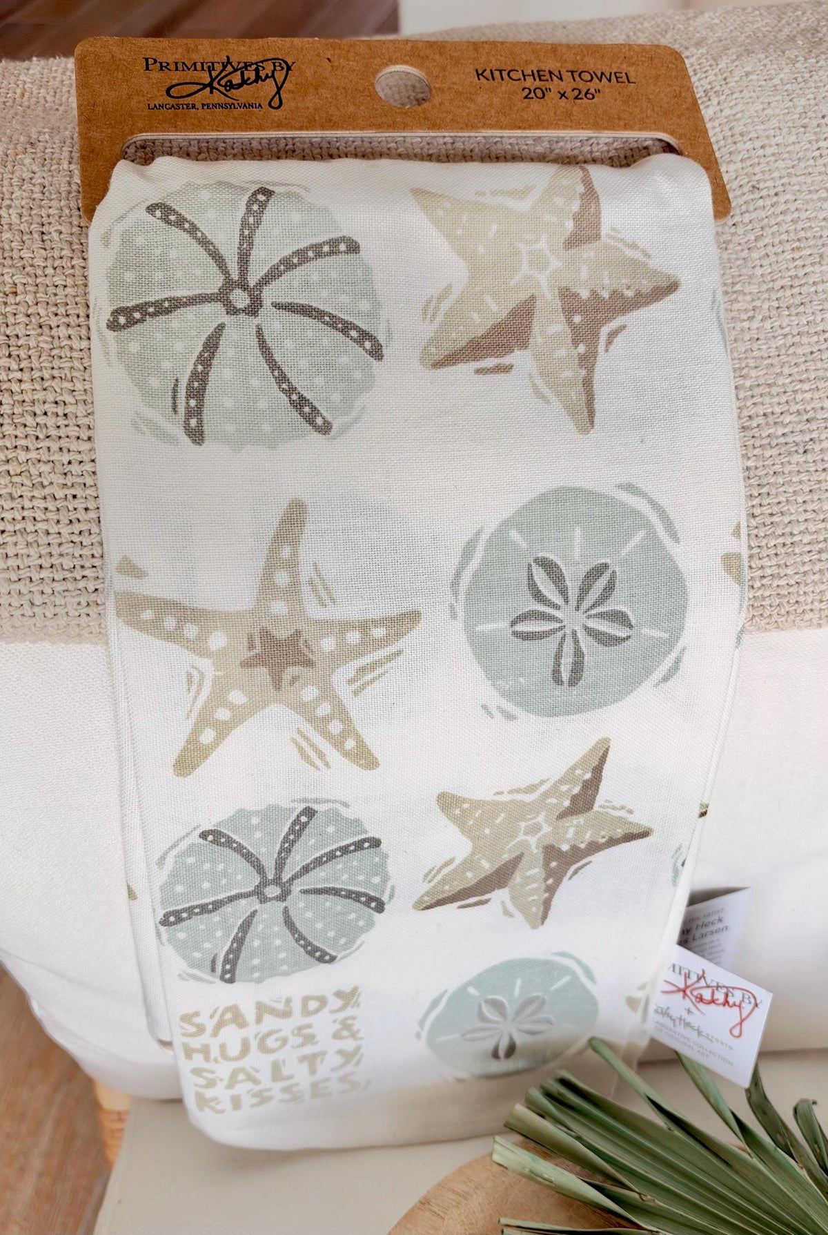 Sea Urchins & Star Fish 20"x26" Cotton Tea Towel Coastal Kitchen Décor Gift