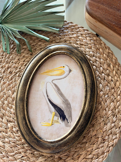 Coastal Primitive Pelican Portrait Hanging Wall Décor 7.5x5", Wood Frame