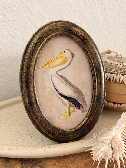 Coastal Primitive Pelican Portrait Hanging Wall Décor 7.5x5", Wood Frame