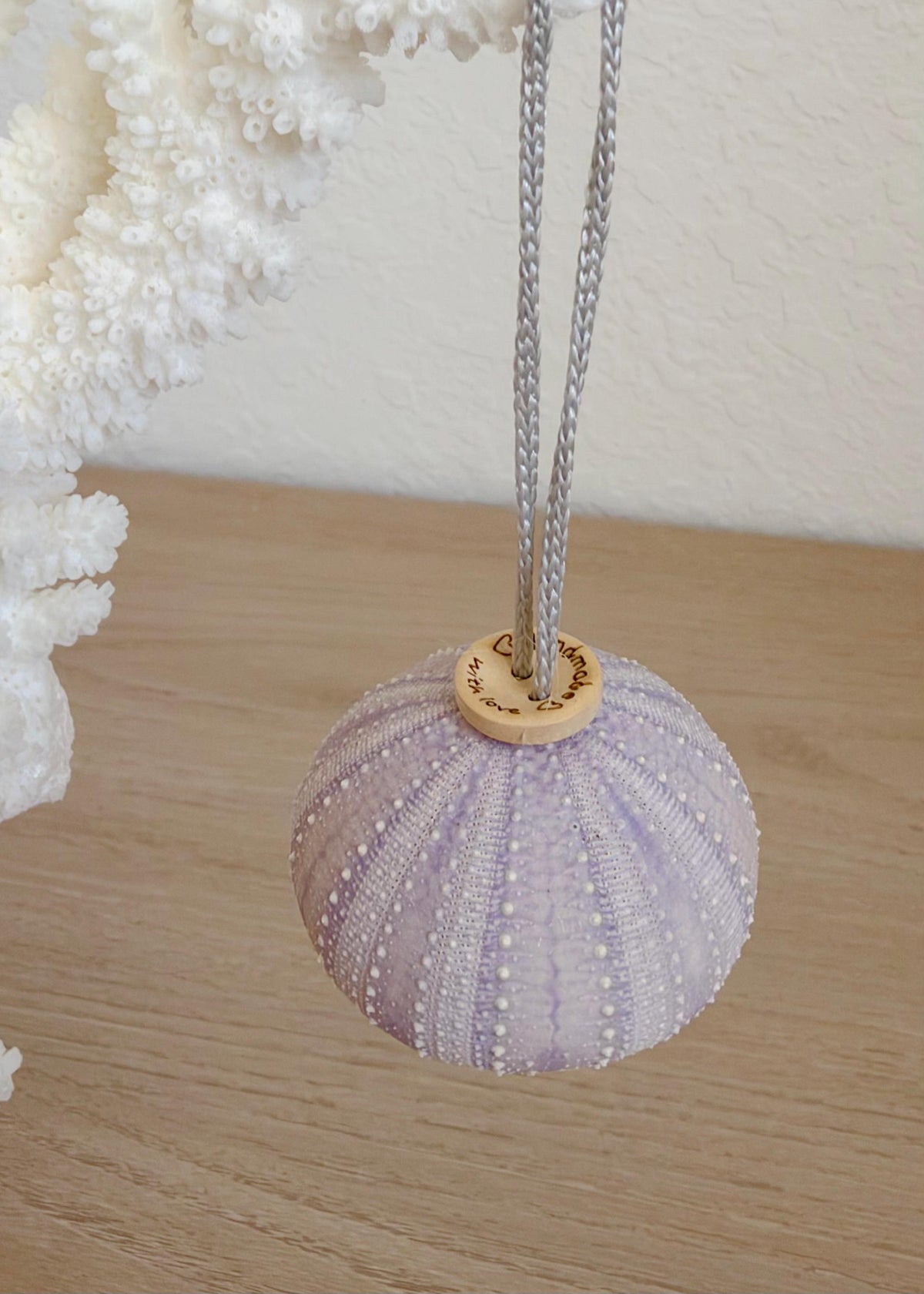 Handmade Mixed Color Sea Urchin Ornaments: Set of 5, Natural Seashell Christmas Tree Decoration