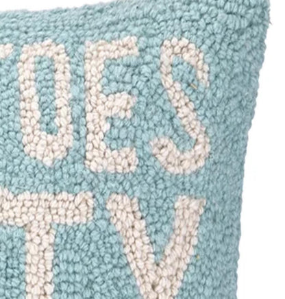 Sandy Toes & Salty Kisses Blue Nautical Hook Throw Pillow: By Peking Handicraft